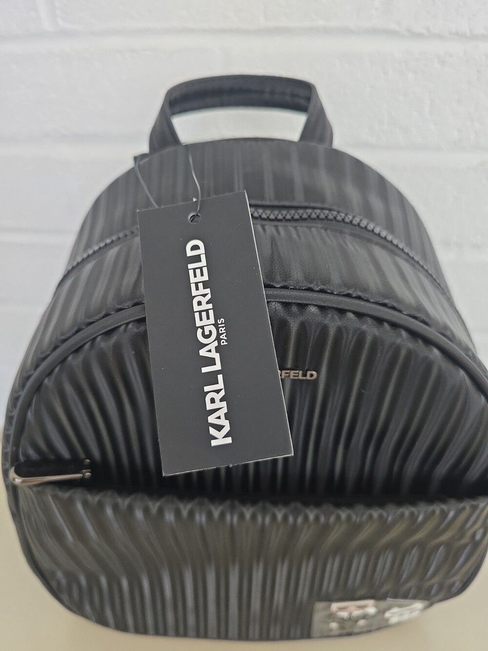 Karl Lagerfeld Paris Ribbed Mini Backpack Ribbed Texture NWT - Picture 4 of 10